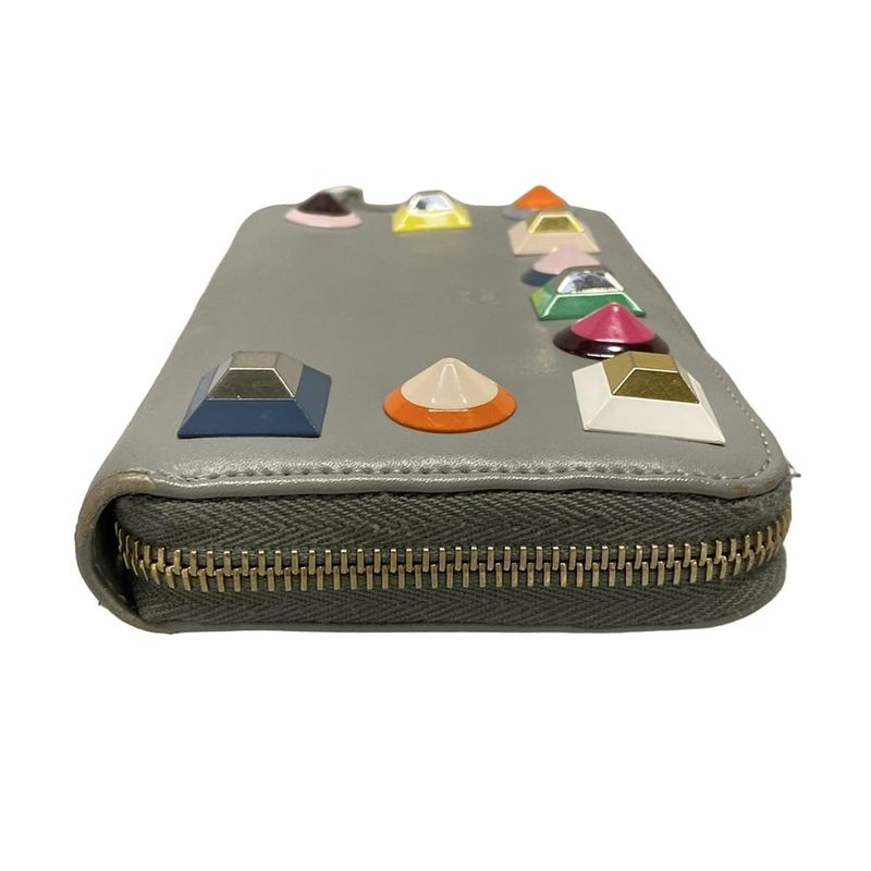 Fendi Long Wallet Zip Around Wallet 8m0299 Ivory And Multi Round Zipper/multi-st