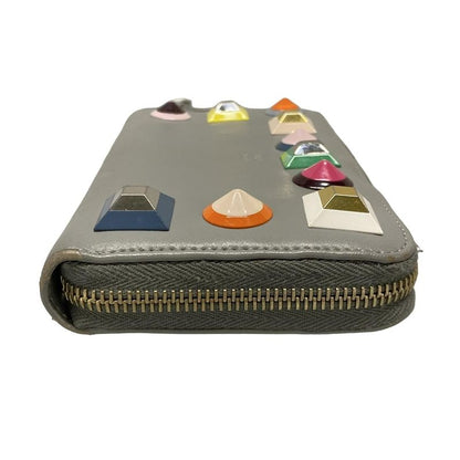 Fendi Long Wallet Zip Around Wallet 8m0299 Ivory And Multi Round Zipper/multi-st