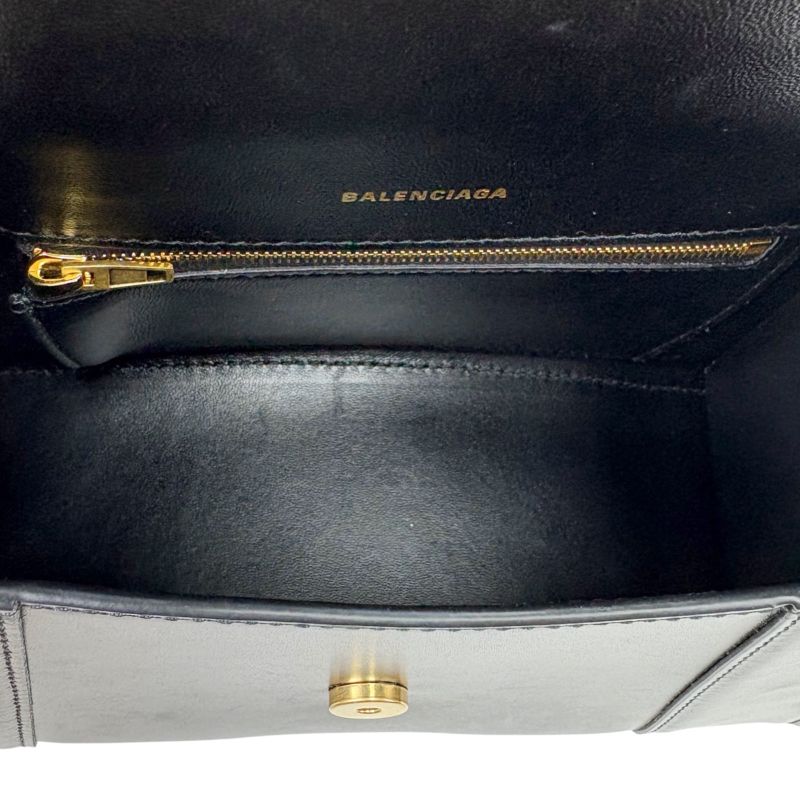 Balenciaga Hourglass 2WAY Mini Shoulder Bag Black Gold Hardware Leather