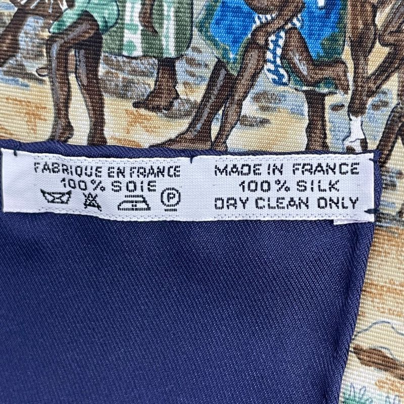 Hermes Carre 90 Scarf Silk Cavaliers Peuls Poole Horseman Navy With Box