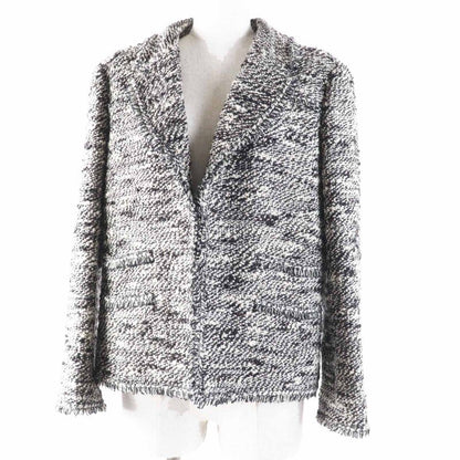 CHANEL Vintage P24398 04A Front Hook Cut-off Tweed Jacket With Ribbon And Coco