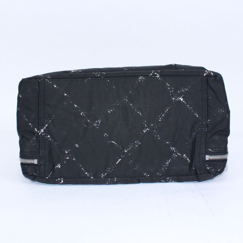 Chanel New Travel Line Mini Boston Nylon Black Handbag Silver
