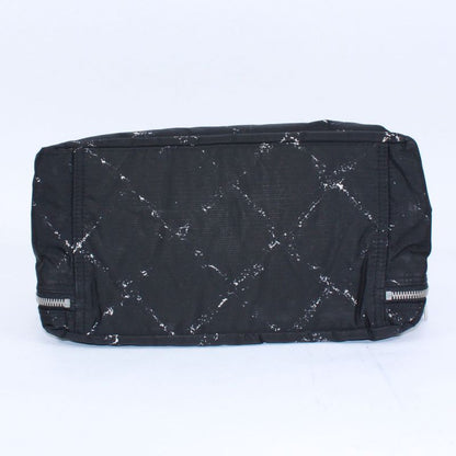 Chanel New Travel Line Mini Boston Nylon Black Handbag Silver