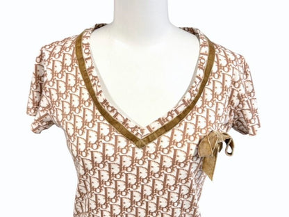 Dior Short Sleeve V-neck T-Shirt Trotter Ribbon Galliano — view 2