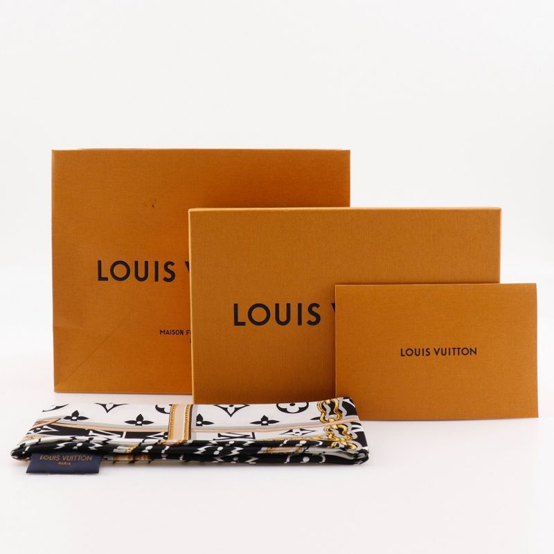 Louis Vuitton Bandeau Monogram Confidential M78656 Silk White Women's Scarf