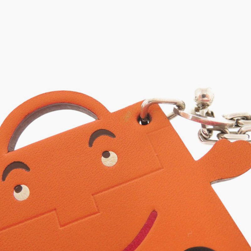 Hermes Kerry Doll Vota Delacto Silver 925 Orange Key Holder Charm 0937 Hermes