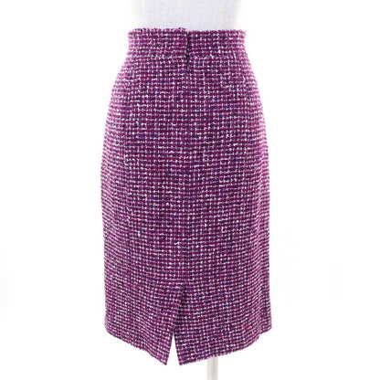 CHANEL 09P P35515 Coco Mark Plate Cotton Tweed Tight Skirt Purple 44 Made In