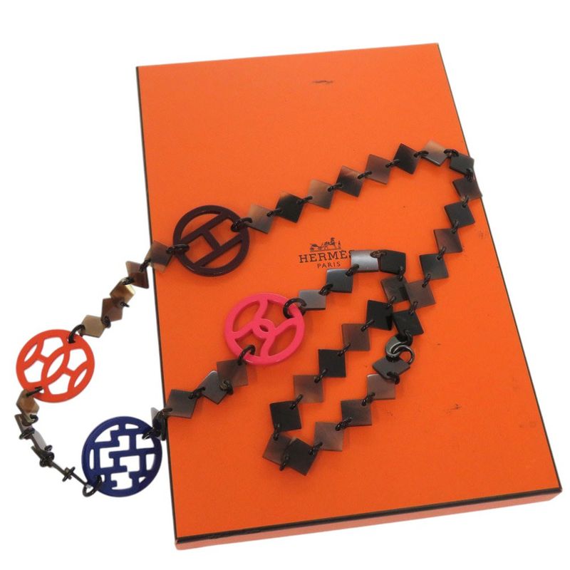 Hermes DIVA Long Necklace DIVA Buffalo Horn Lacquered Wood Multicolor 0812