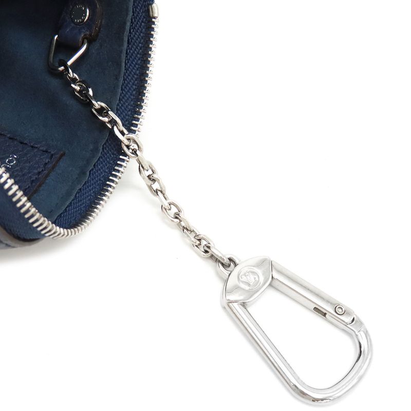 Louis Vuitton Coin Case Pochette Cles Monogram Mahina Navy Silver Hardware Navy