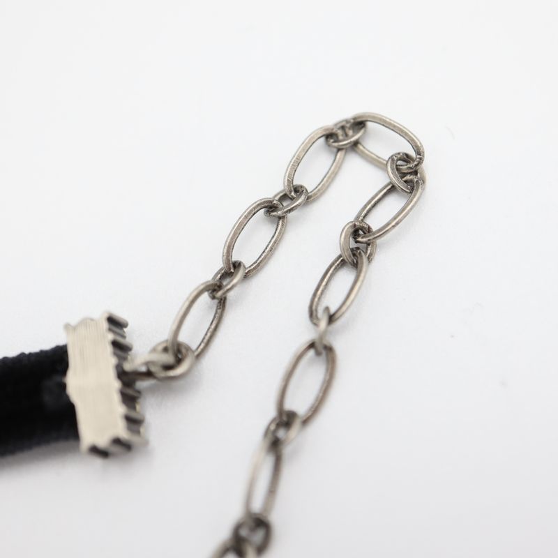 Christian DIOR Choker Star Rhinestone CD Velour Accessories Black Ladies With