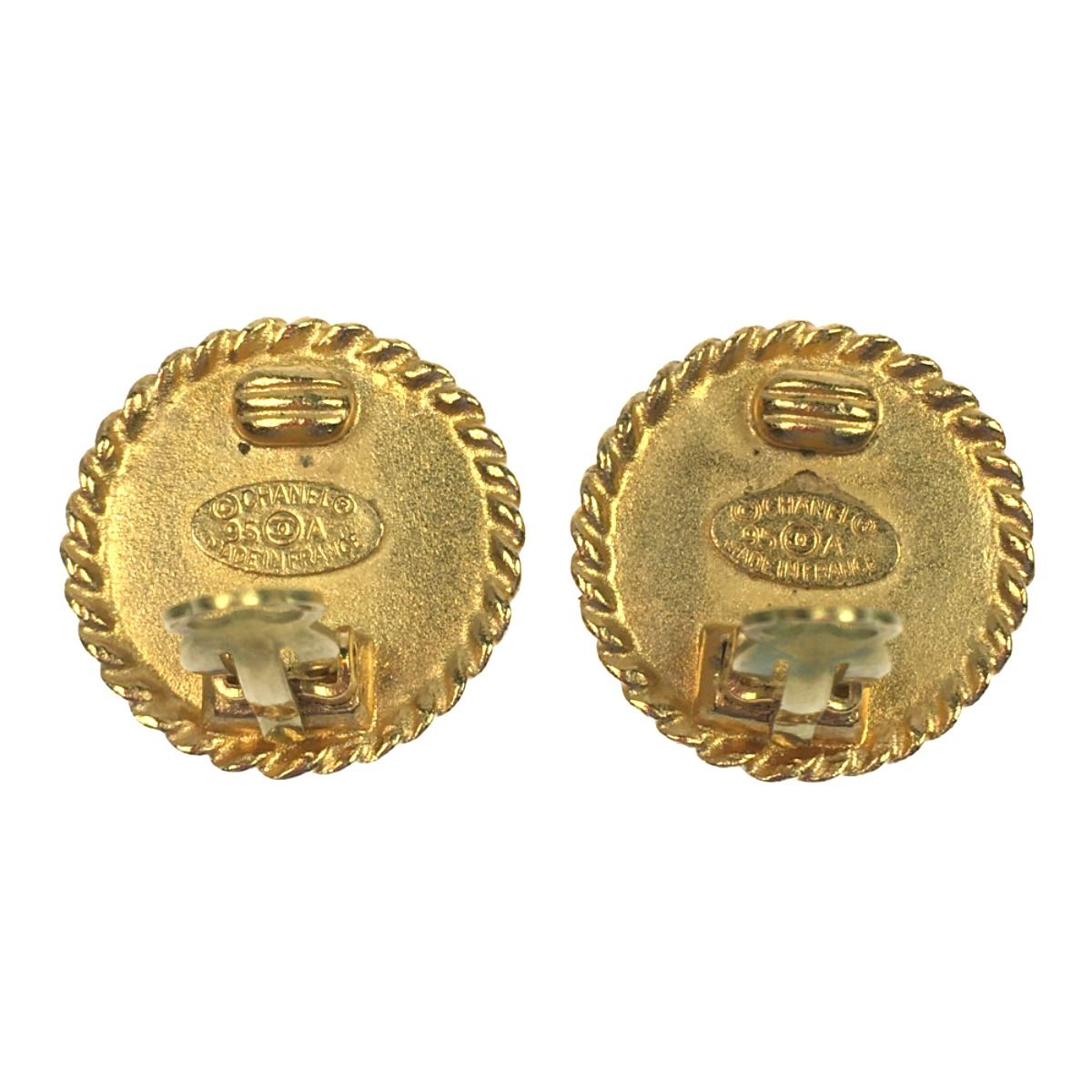 Chanel Vintage Coco Mark Earring Black X Gold