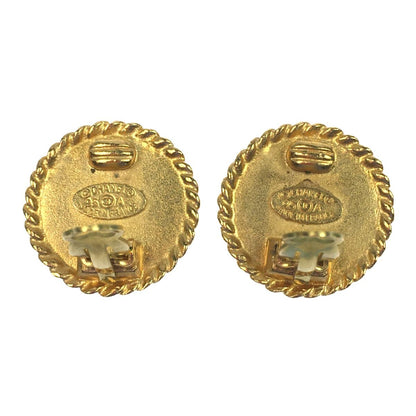 Chanel Vintage Coco Mark Earring Black X Gold