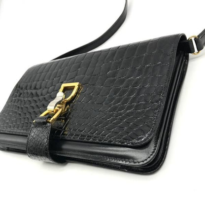 Gucci Croco Vintage Shoulder Bag Combination Black