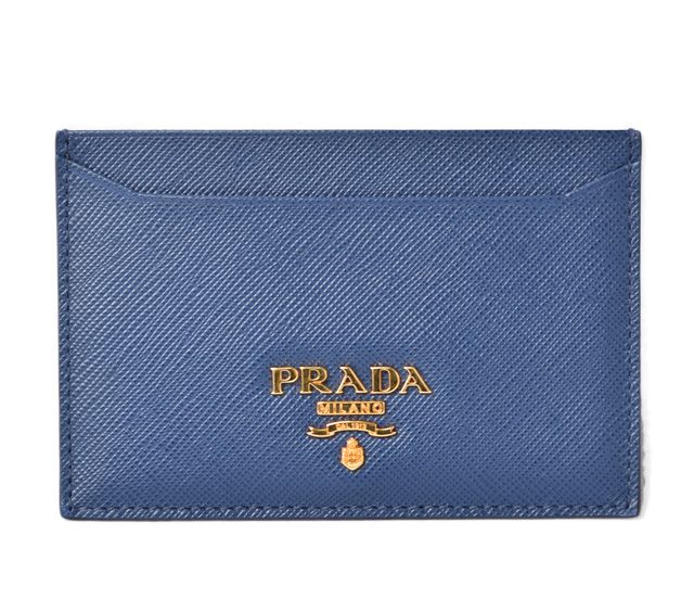 Prada Card Case Business Card Holder Saffiano Metal Blue 1m0208