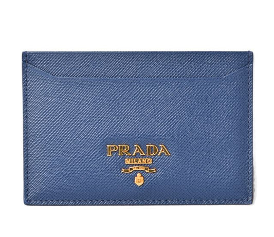 Prada Card Case Business Card Holder Saffiano Metal Blue 1m0208