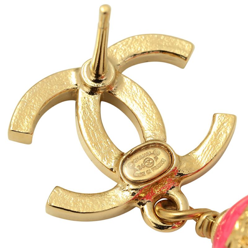 Chanel Earrings Stud Earrings Gold/pink