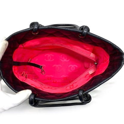 Chanel Tote Bag F21152 Black White Cambon