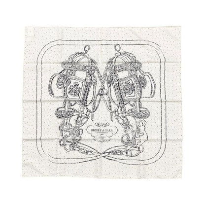 Hermes Silk Scarf Carré 70 Brides de Gala H983529s 25 Blanc Noir Black White