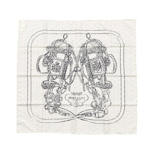 Hermes Silk Scarf Carré 70 Brides de Gala H983529s 25 Blanc Noir Black White
