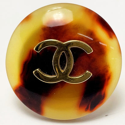 Chanel Coco Mark Circle Plated Tortoiseshell Pattern Engraved 97p Accessory