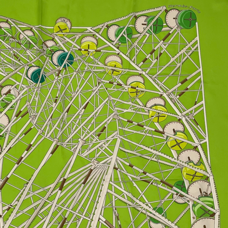 Hermes Carre 90 Scarf Grande ROUE Ferris Wheel Green