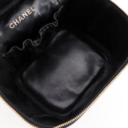 Chanel Vanity Coco Mark A01998 Caviar Skin Black Ladies Pouch
