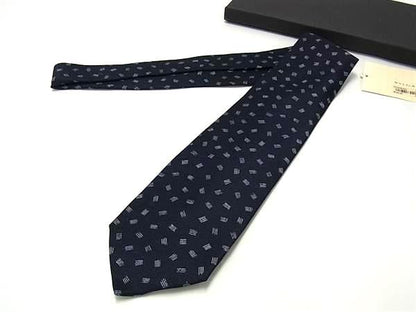 Bvlgari 100% Silk All-over Pattern Tie Business Men's Navy Fl5353