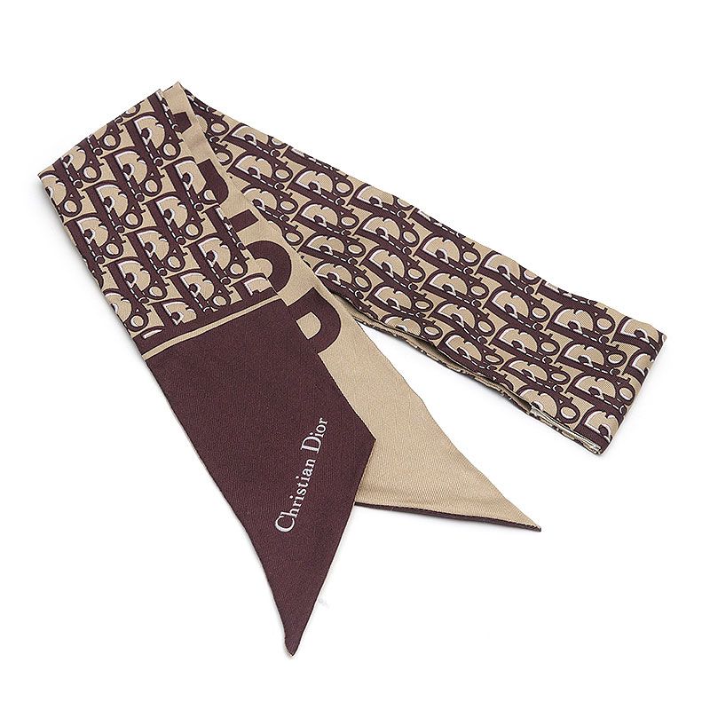 Dior Mitzah Scarf Brown Silk Oblique
