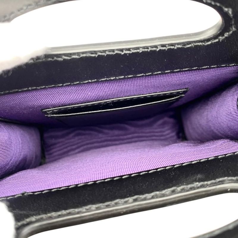 Gucci Handbag Shoulder Bag Mini Top Handle Bag 723776 Ggmatelasse Black Purple