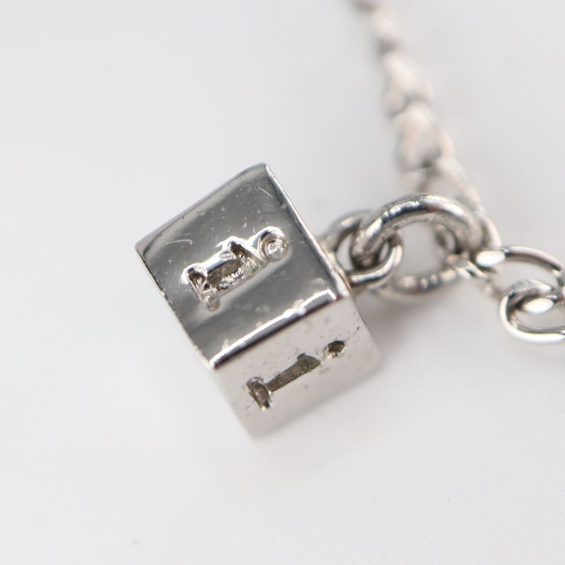 Christian DIOR Bracelet Cube 4charm Approx 5.9g Silver Color Accessories Bag