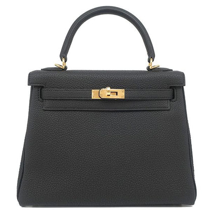 Hermes 2-Way Bag Kelly 25 Internal Stitching Togo Black Gold Hardware Black