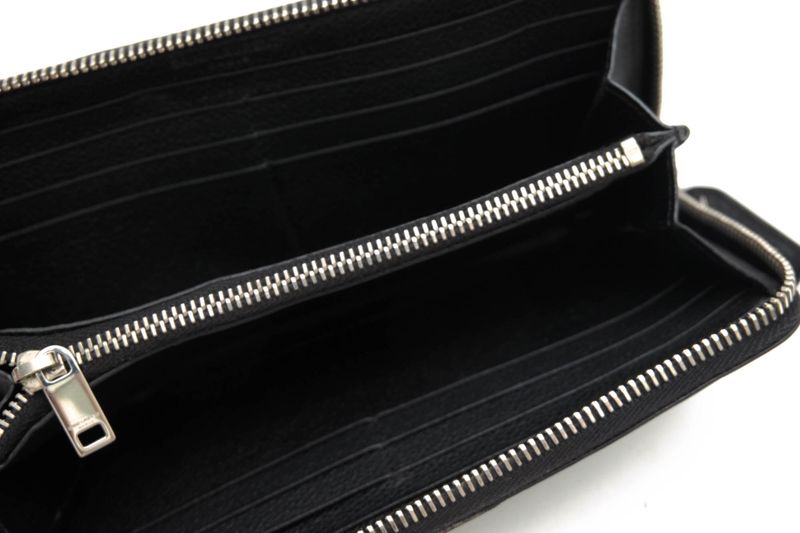 Saint Laurent/Yves Saint Laurent Long Wallet Ladies Women Leather Genuine Black