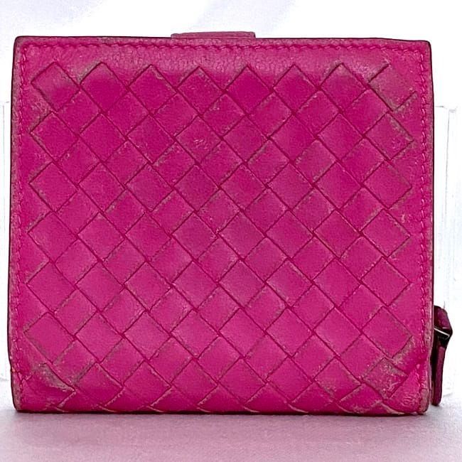 Bottega Veneta Bifold Wallet Pink Intrecciato Compact