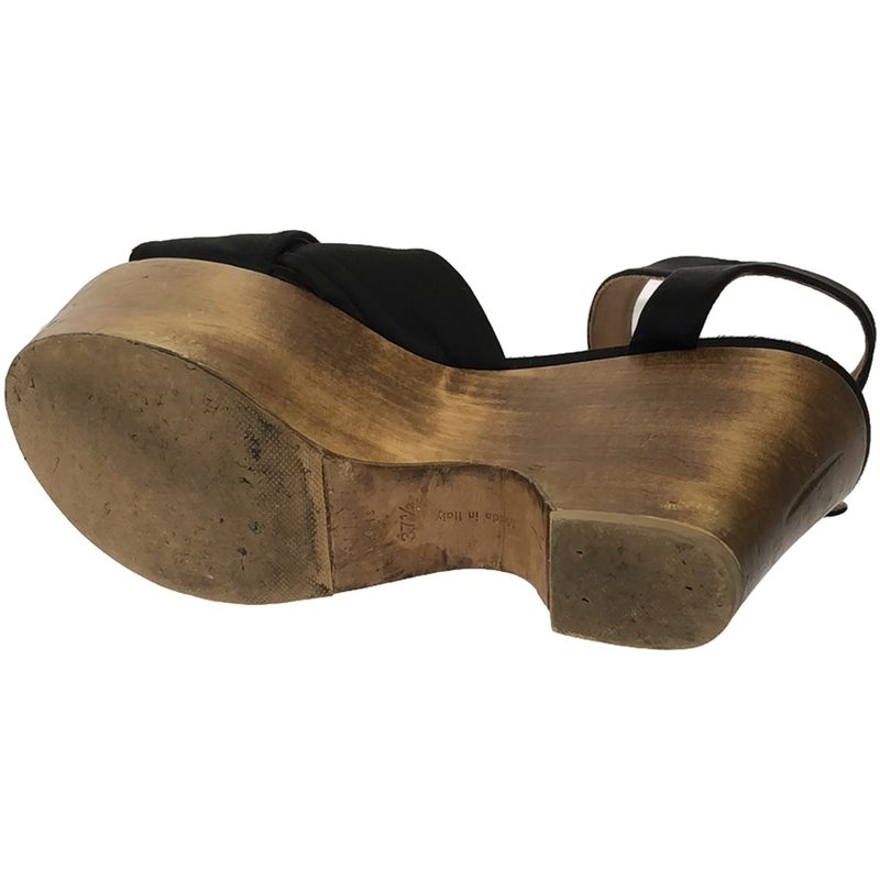 Celine Wood Wedge Sole Sandals Black 37 1 2