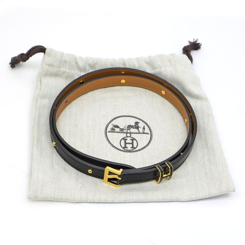 Hermes Belt Pop H Courte 15 80cm (31.50in) Black Gold Hardware B