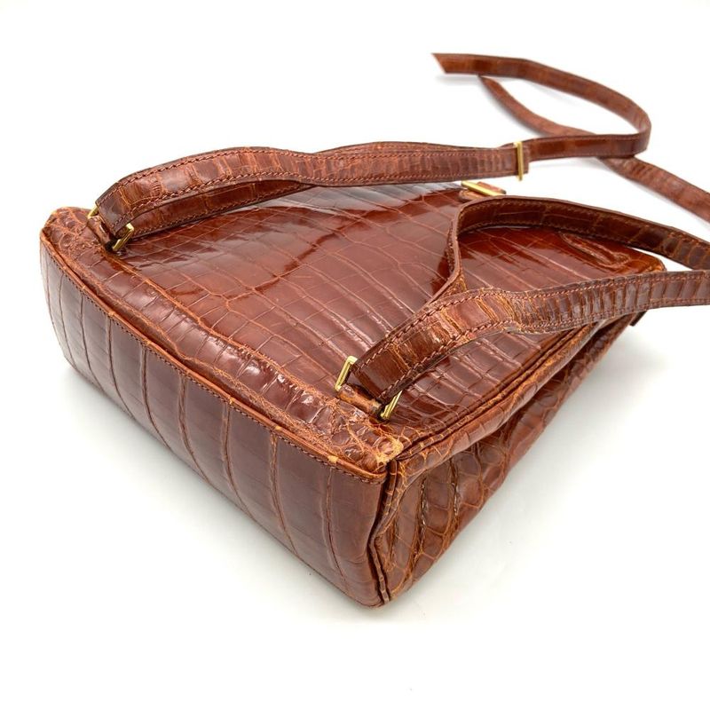 Hermes Kelly Ad PM Backpack Polosus □A Engraved Brown Crocodile Ladies