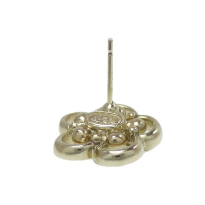 Chanel Flower Rhinestone Earrings Metal Ladies