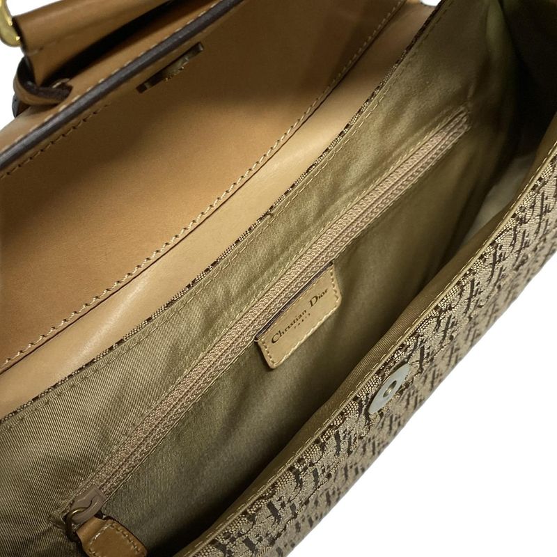Dior/christian Dior Handbag Street Chic Dark Brown And Beige Leather