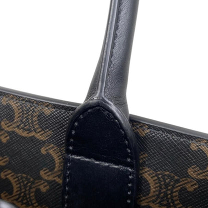 Celine Tote Shoulder Bag Medium Vertical Cabas 194432 Triomphe Black Brown