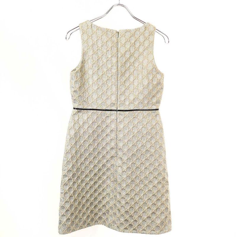 Gucci GG Lamé Sleeveless Dress 622982 Zad0i Silver 38
