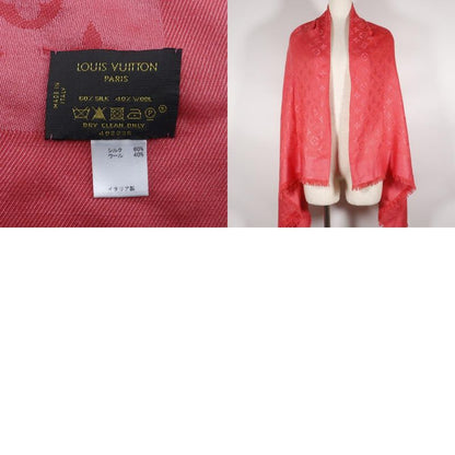 Louis Vuitton Shawl Monogram 402336 Silk And Wool Red Women's Stole