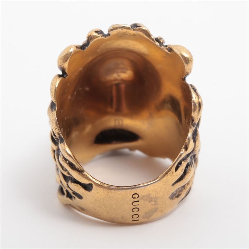 Gucci Michele Period Lion Head GP Ring 15 (actual Size 14.5) Gold Made In Italy