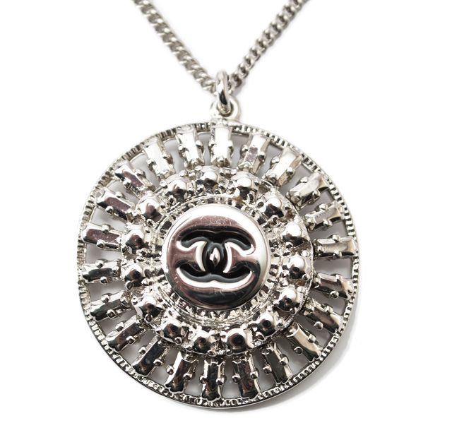 Chanel Necklace Pendant Chain Circle Motif Coco Mark CC