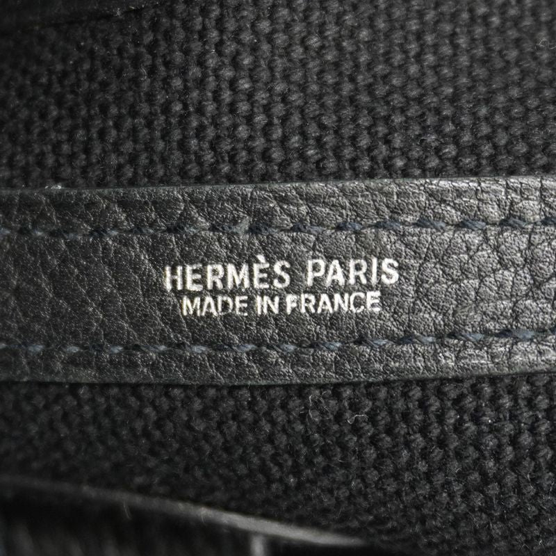 Hermes Tote Bag Petite Santure Canvas Black Silver Hardware □K Engraved Ladies