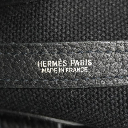 Hermes Tote Bag Petite Santure Canvas Black Silver Hardware □K Engraved Ladies