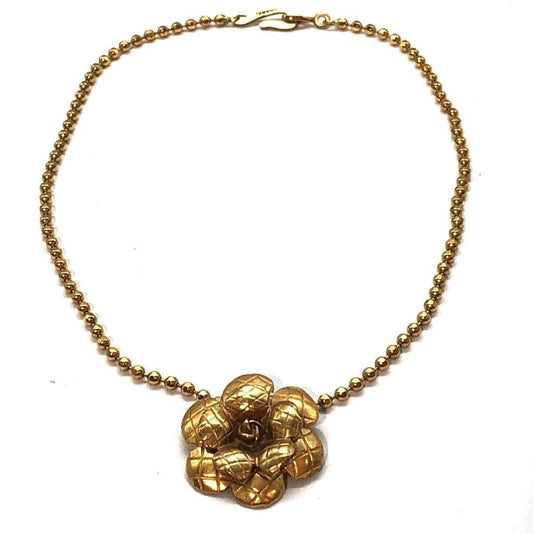 Chanel 98a Vintage Necklace Flower Brooch Gold Color Used 005617