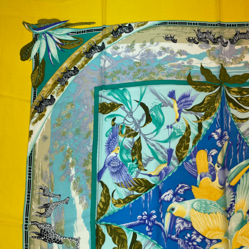 Hermes Carre 140 Large Scarf Tropiques Silk Multicolor With Box