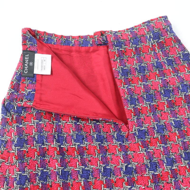 CHANEL P51393v38323 Silk Cotton Coco Mark Button Tweed Tight Skirt Multicolor