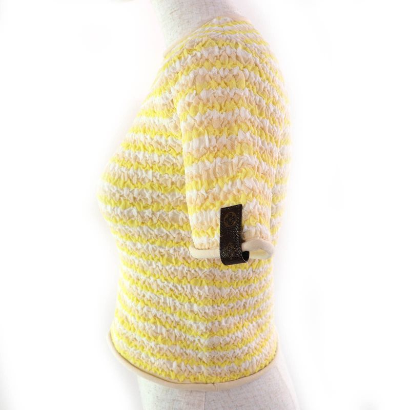 Louis Vuitton 23SS Crinkle Short Sleeve Knit Top Yellowish XS Made In Italy