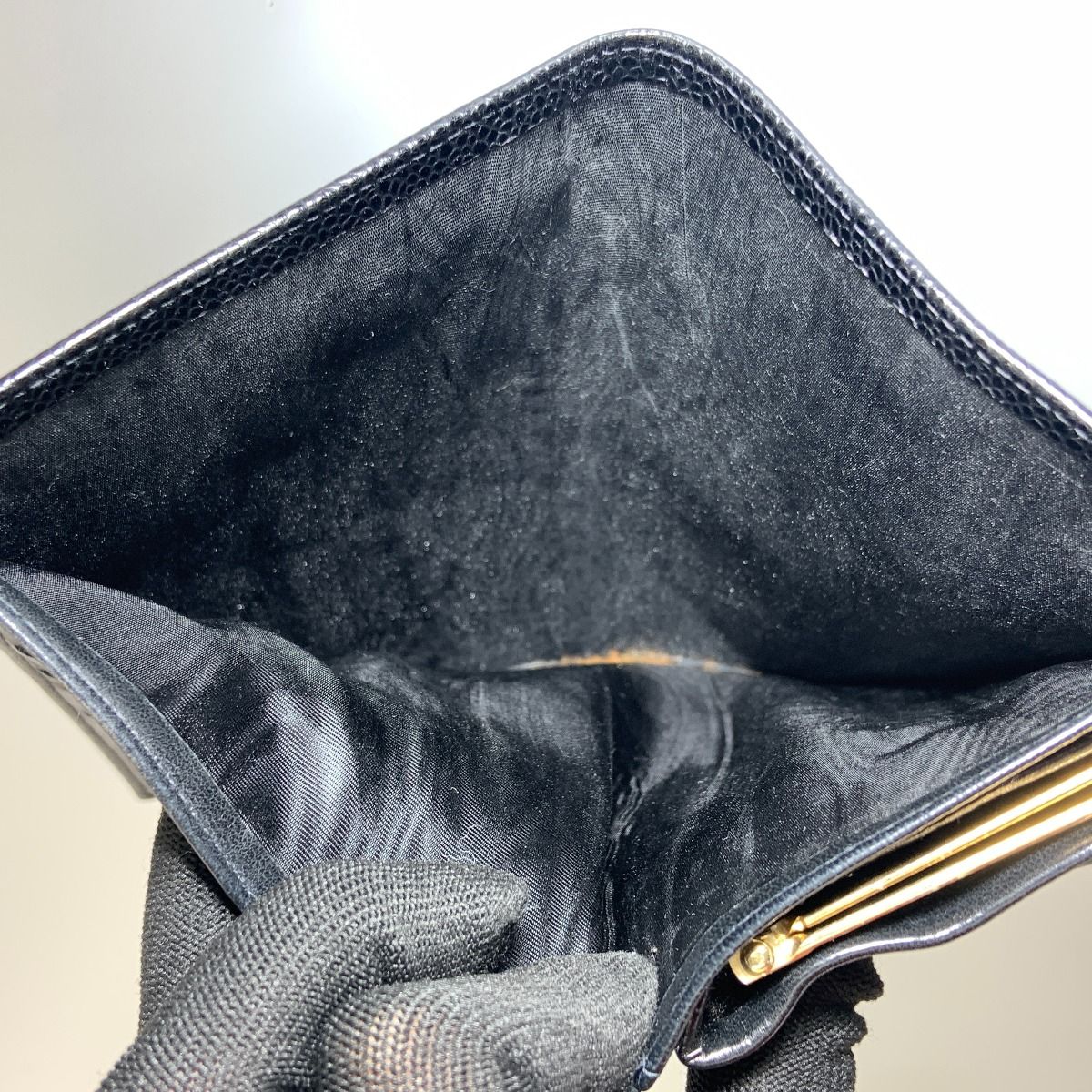 Chanel Caviar Skin Coco Mark Long Wallet A13498 Black